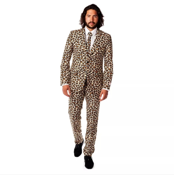 New Men's The Jag Animal Print OppoSuits Slim-Fit Novelty Suit & Tie Set Size 38 - Picture 1 of 4